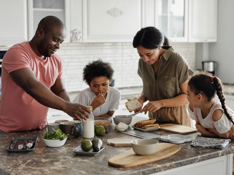 Family with Young Children in Kitchen
