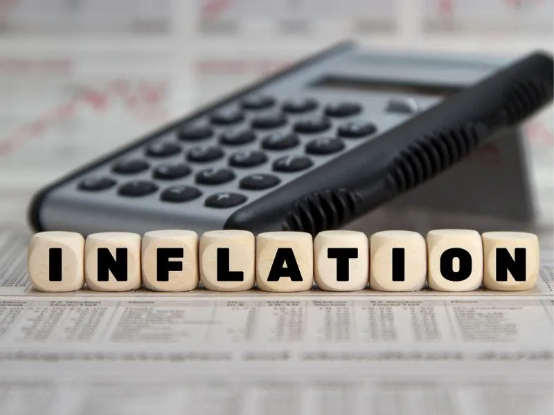 calculator and the word inflation
